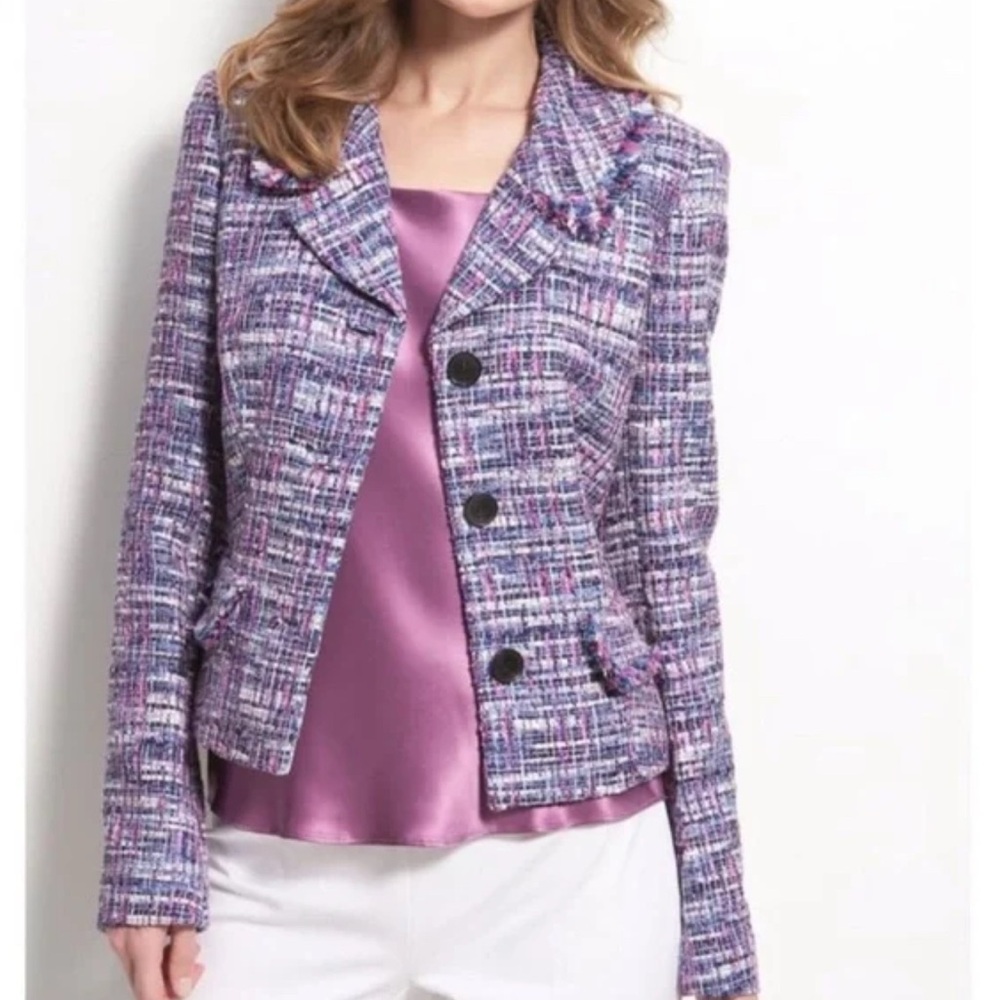 Lafayette 148 New York Multicolor Tweed Jacket - size 10